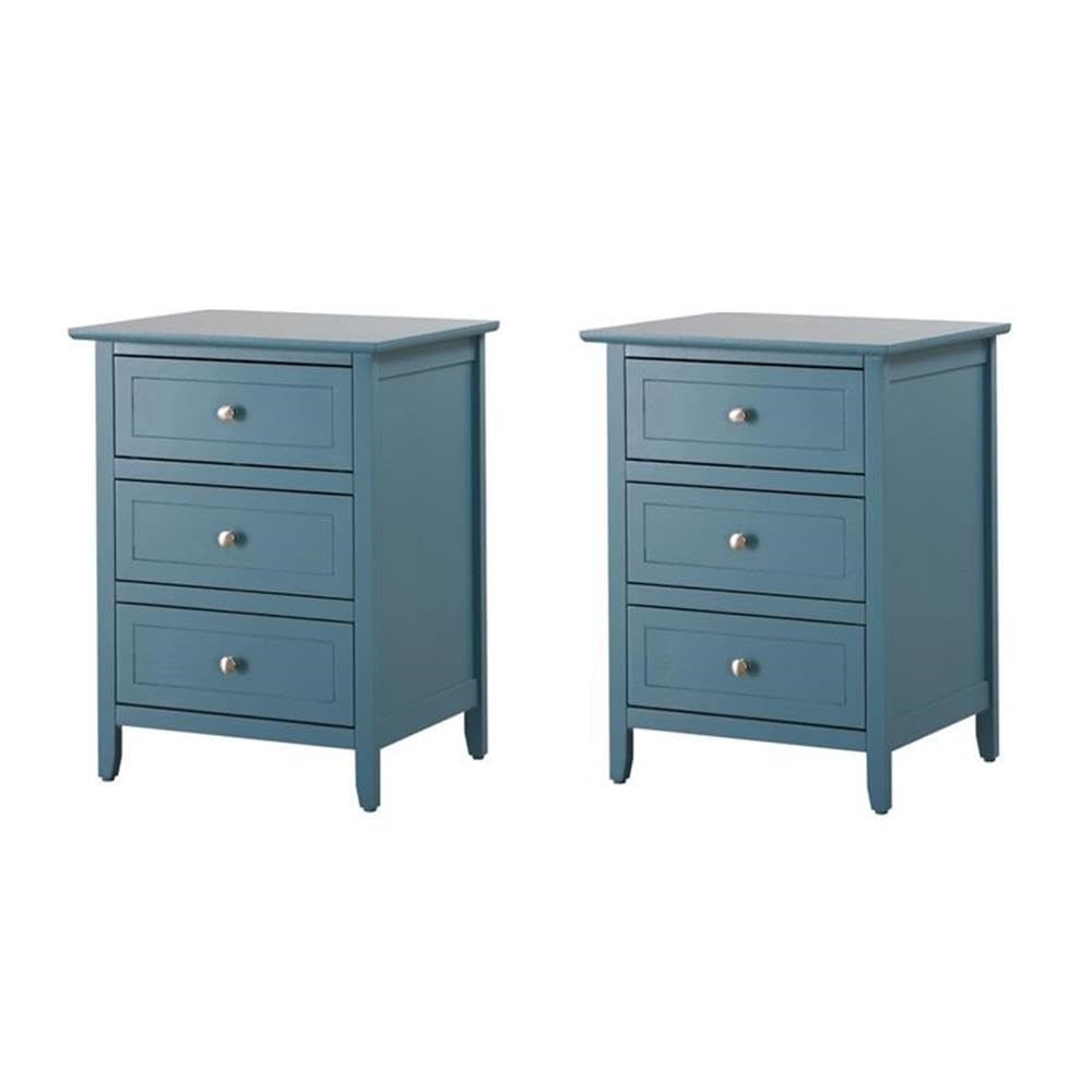 Set of 2 Engineered Wood 3-Drawer Nightstands M7262