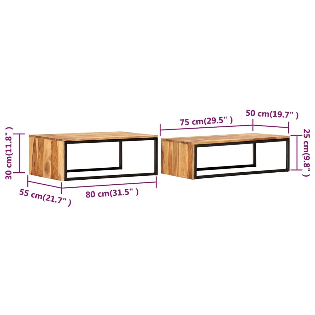 2 pcs Solid Sheesham Wood Nesting Tables C232