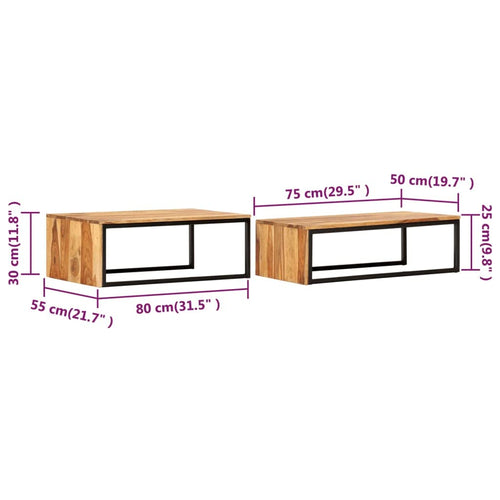 2 pcs Solid Sheesham Wood Nesting Tables C232