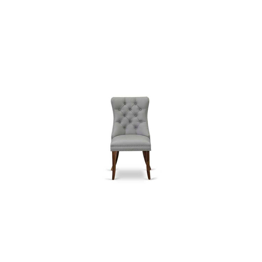 9 Piece Dining Table Set with 8 Light Gray Faux Leather Chairs T996