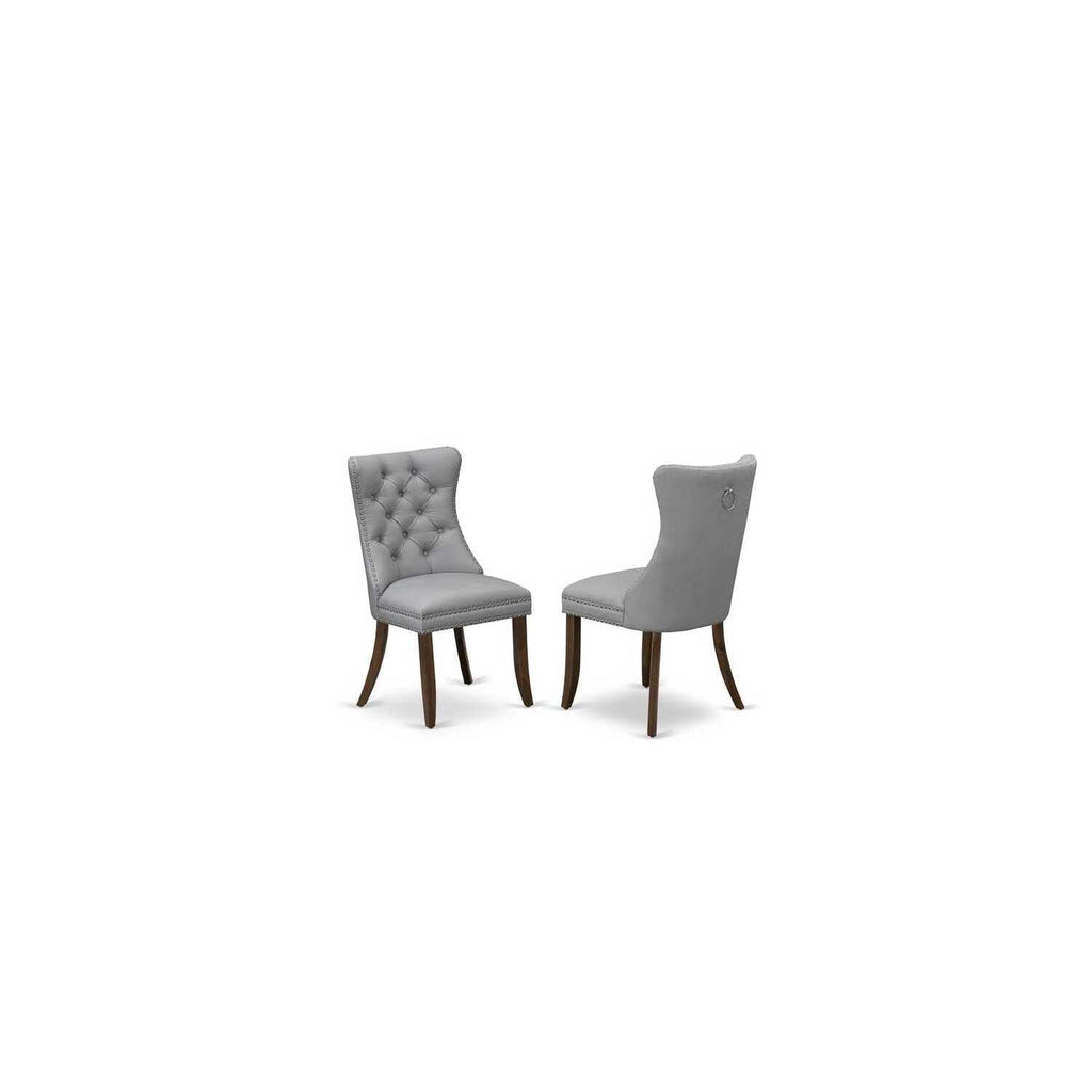 9 Piece Dining Table Set with 8 Light Gray Faux Leather Chairs T996