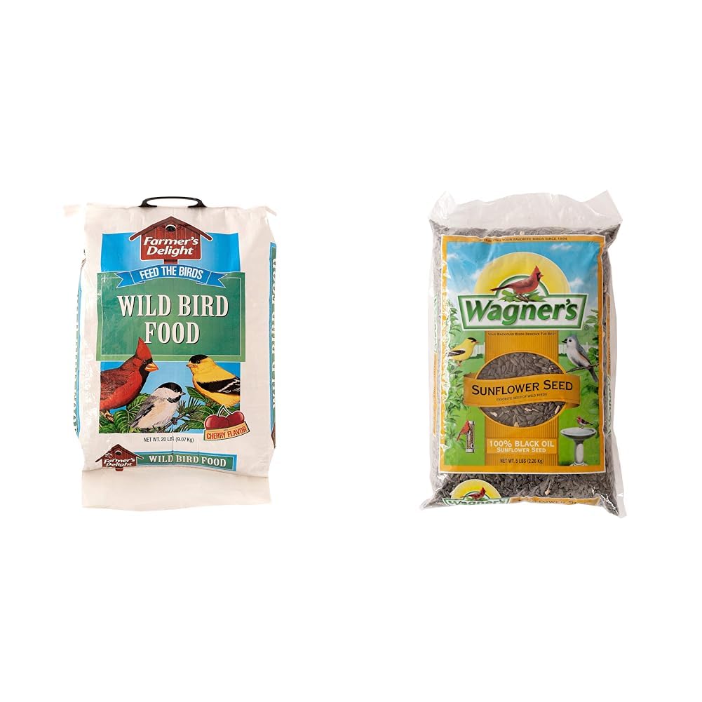 Wild Bird Food with Cherry Flavor 20-Pound Bag and Black Oil Sunflower Seed 5-Pound X649