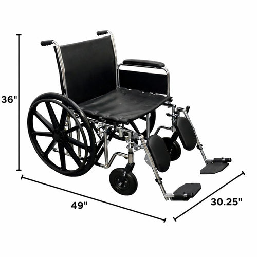 22" Heavy Duty Chrome Wheelchair with Removable Full Arms A348913