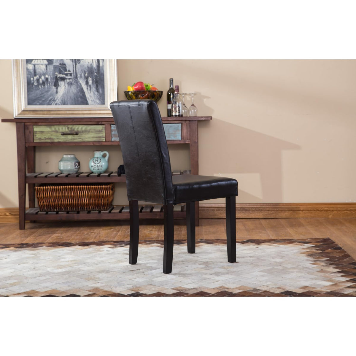 Black Faux Leather Parson Chair Set of 2 H889560