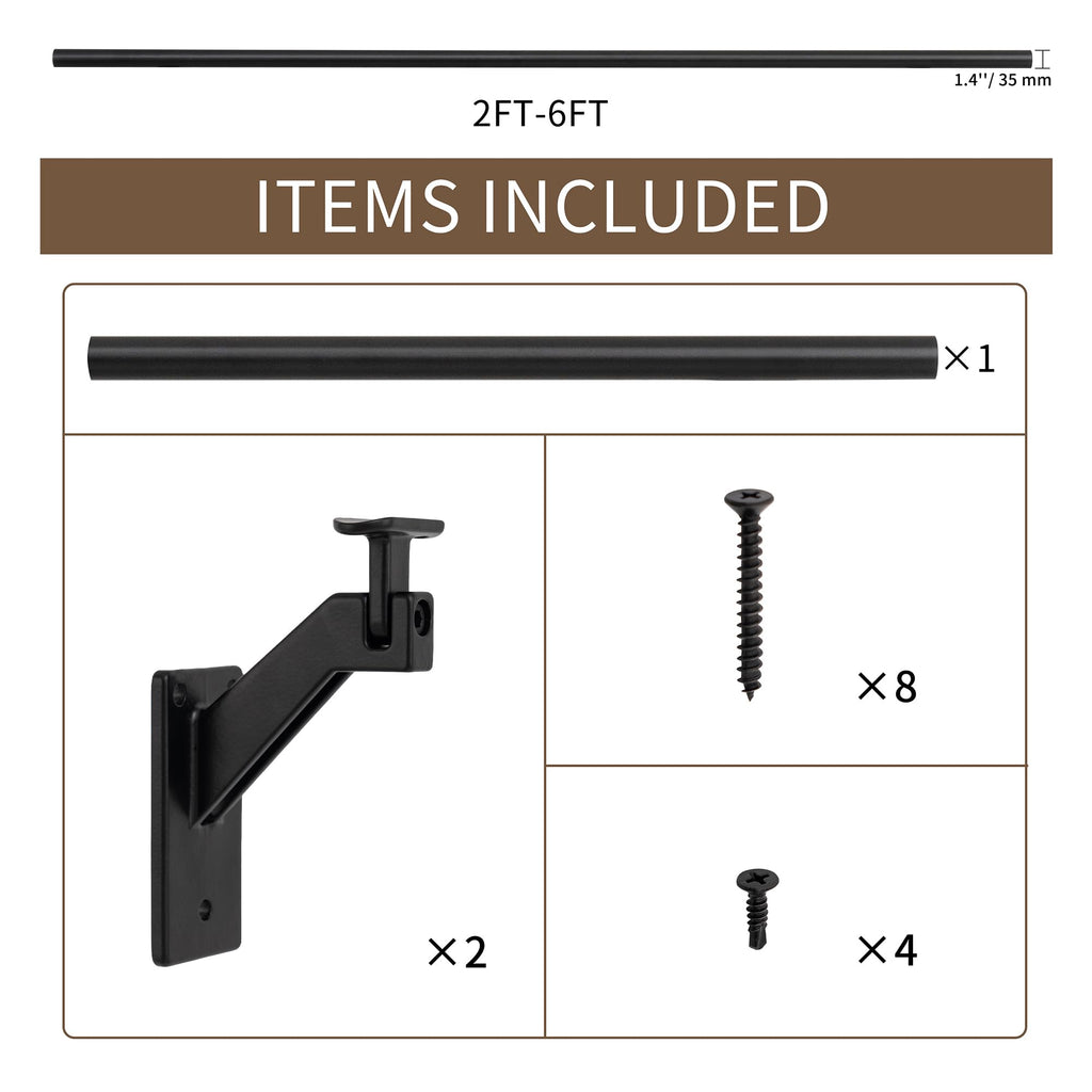 5 FT Aluminum Handrail Kit with Stainless Steel Brackets K109