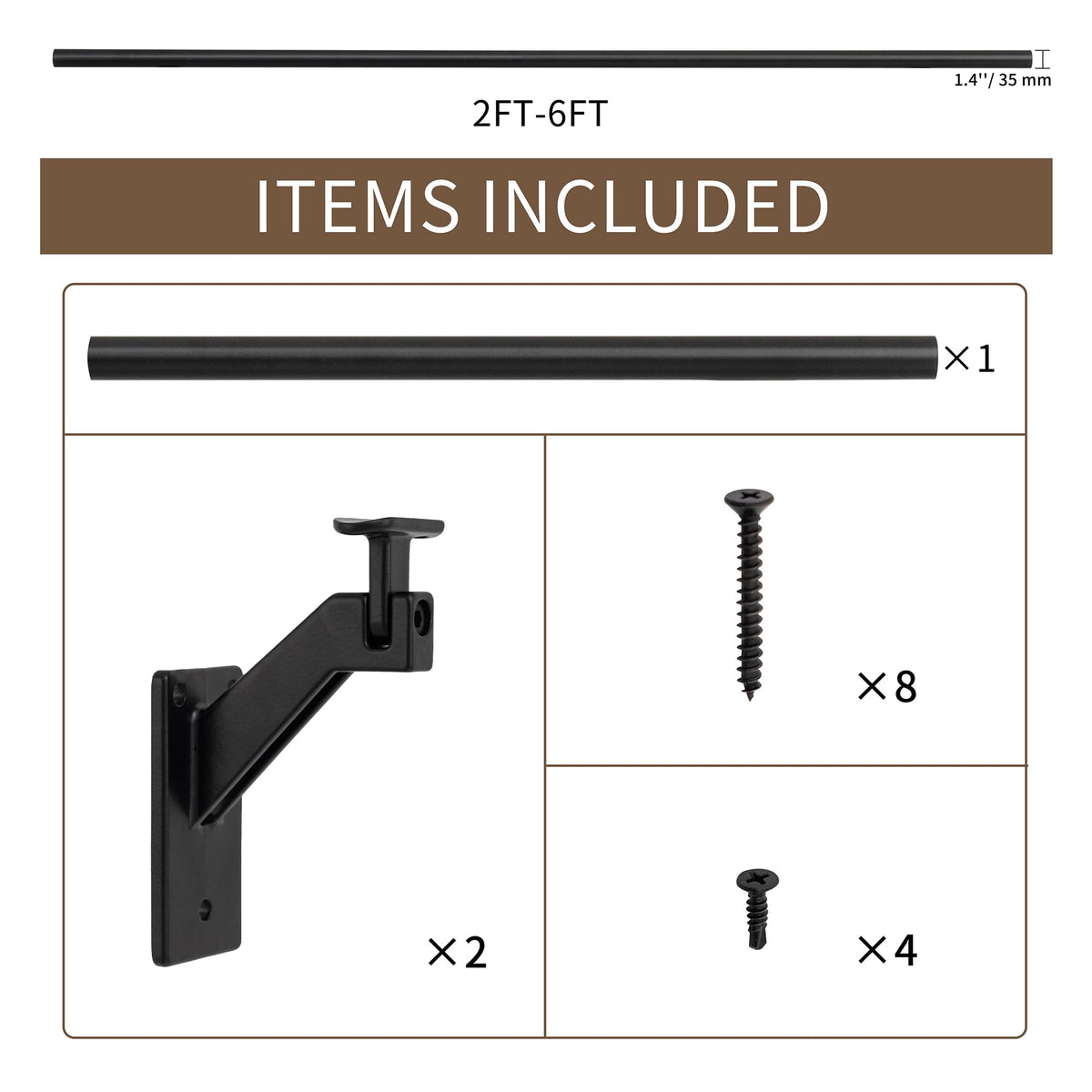 5 FT Aluminum Handrail Kit with Stainless Steel Brackets K109