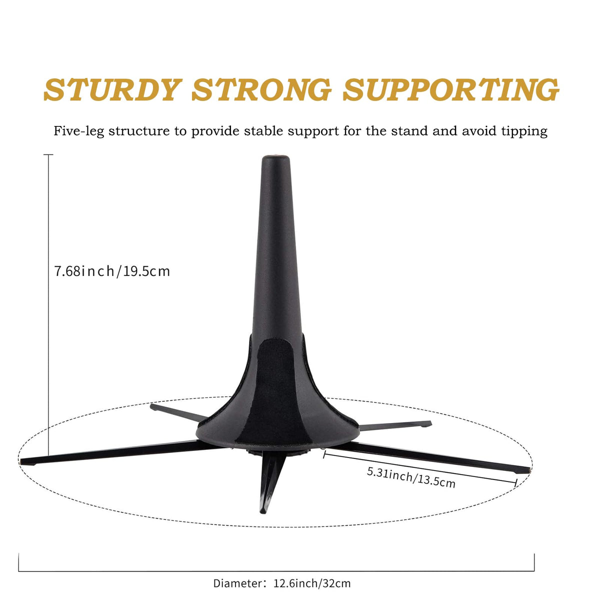 Trumpet Stand and Care Kit with Mouthpiece, Valve, Snake Brush, Foldable Metal 5 Legs F732839