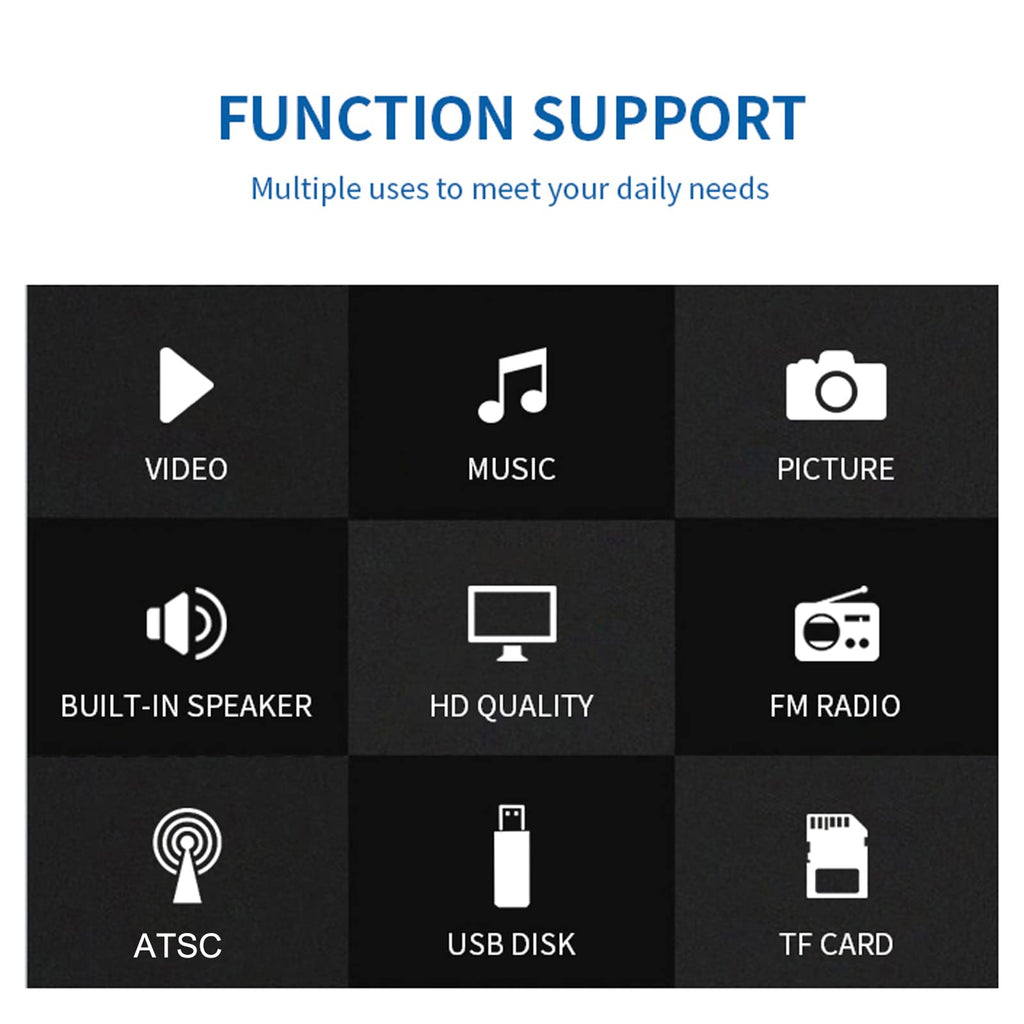 5 Inch Portable Pocket TV, ATSC LED Digital Player with Remote Control, 1500mAh Rechargeable Battery, Television TV for Camping Support USB, TF Card, FM Radio for Car, Kitchen, Travel S978