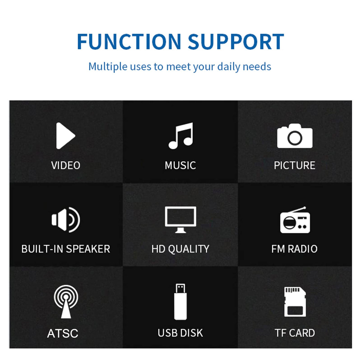 5 Inch Portable Pocket TV, ATSC LED Digital Player with Remote Control, 1500mAh Rechargeable Battery, Television TV for Camping Support USB, TF Card, FM Radio for Car, Kitchen, Travel S978