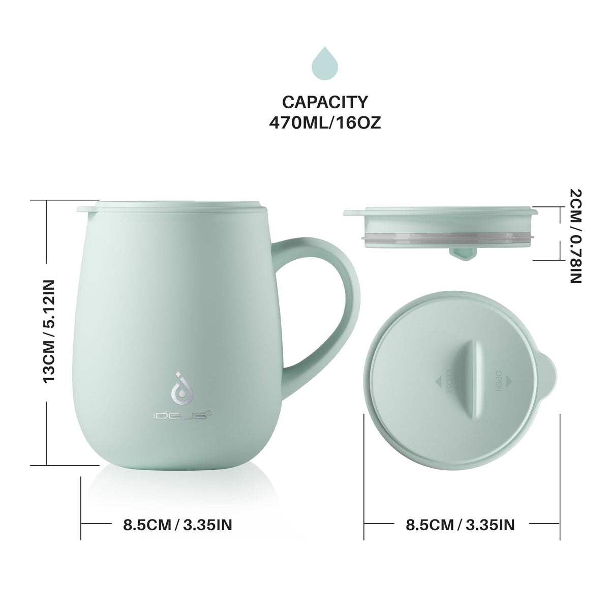 16 oz Insulated Coffee Mug with Lid and Handle O403
