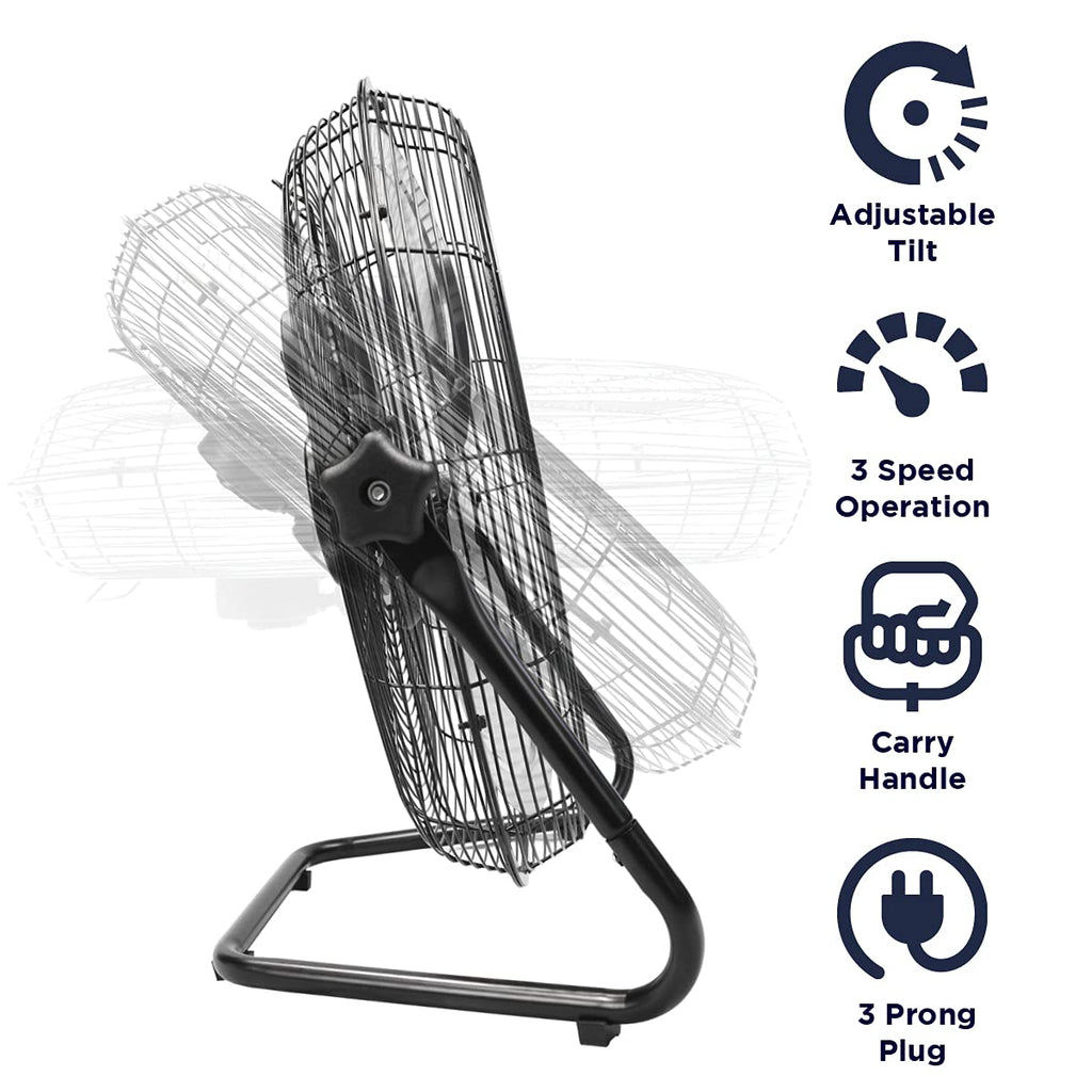 20 Inch 3-Speed High Velocity Metal Floor Fan O894