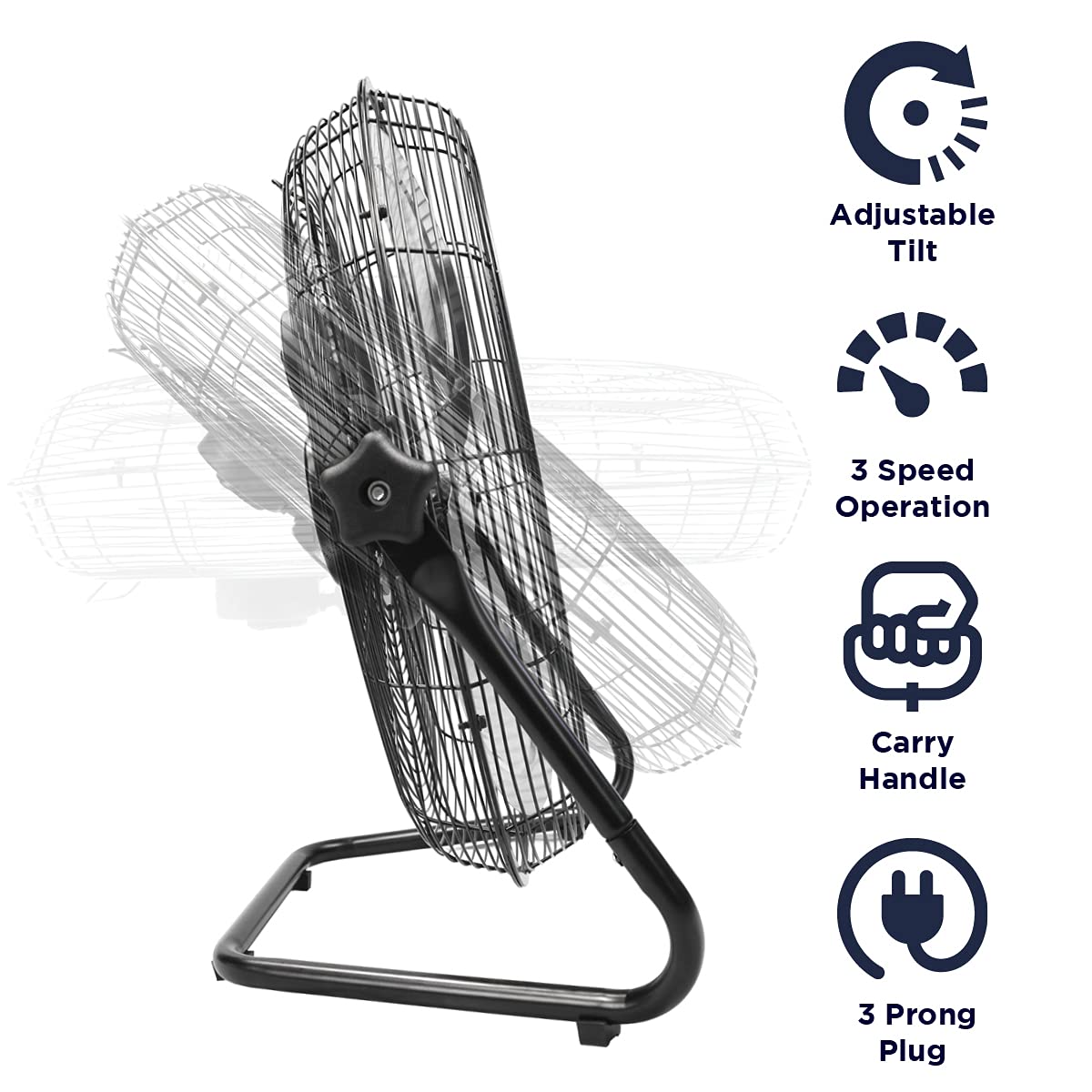 20 Inch 3-Speed High Velocity Metal Floor Fan O894