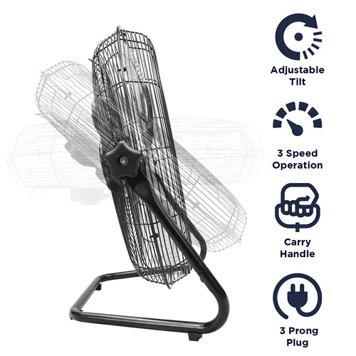 20 Inch 3-Speed High Velocity Metal Floor Fan O894