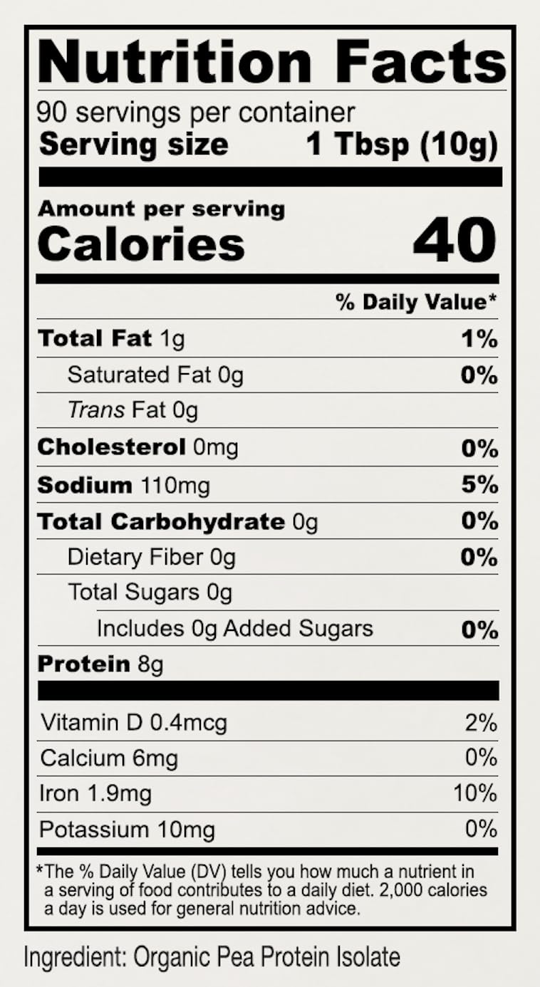 Organic Pea Protein Powder 2 lb Gluten Free Non GMO Unflavored Vegan A4572