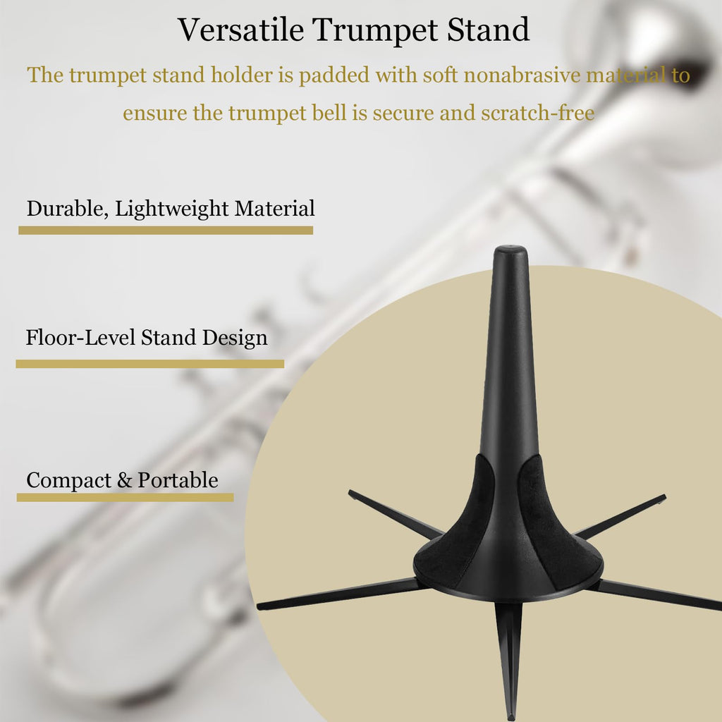 Trumpet Stand and Care Kit with Mouthpiece, Valve, Snake Brush, Foldable Metal 5 Legs F732839