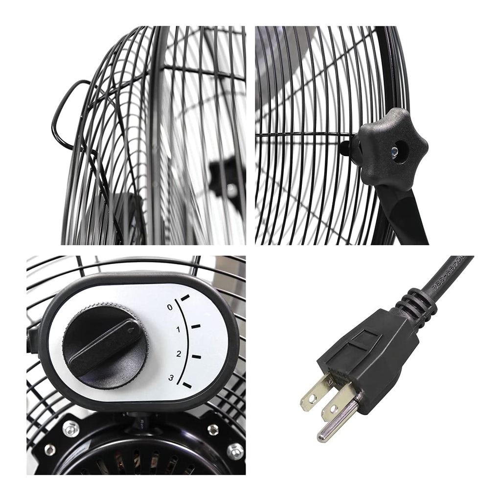 20 Inch 3-Speed High Velocity Metal Floor Fan O894