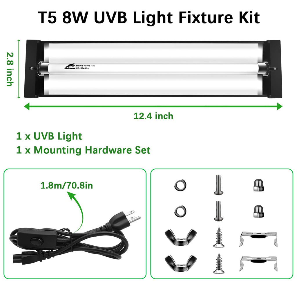 8W UVA UVB Reptile Light Fixture Combo Kit P141535