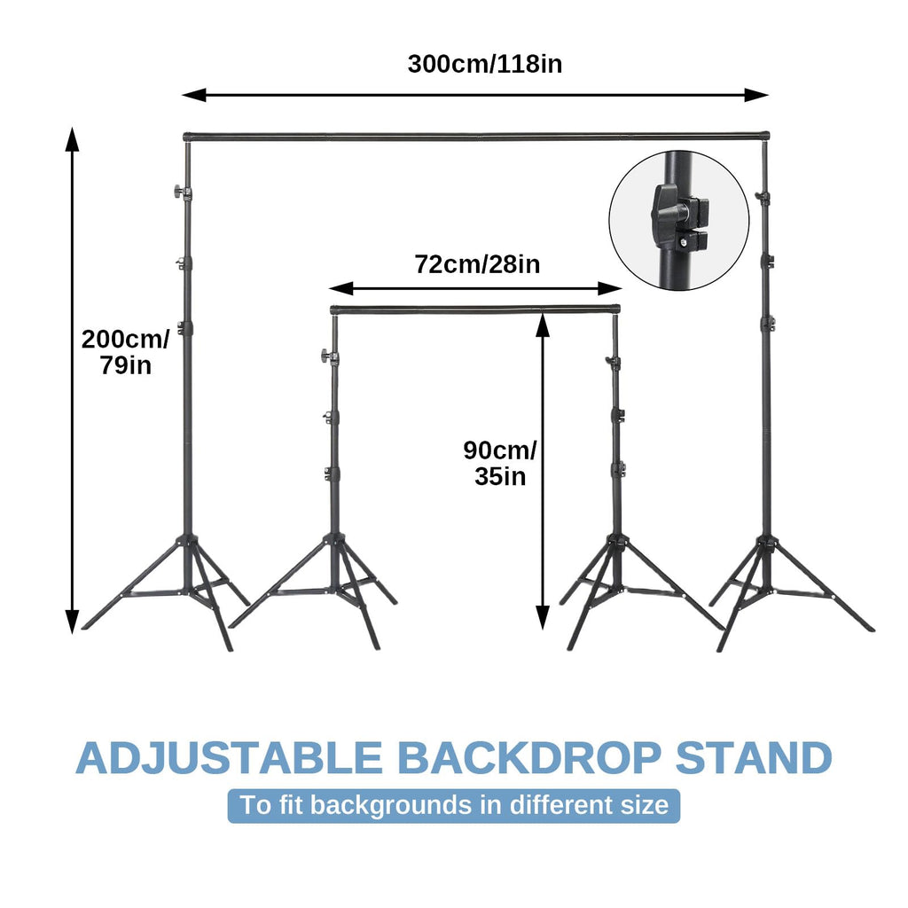 6.6 x 10FT Adjustable Backdrop Support Stand with Carrying Bag and 3 Clamps T3593