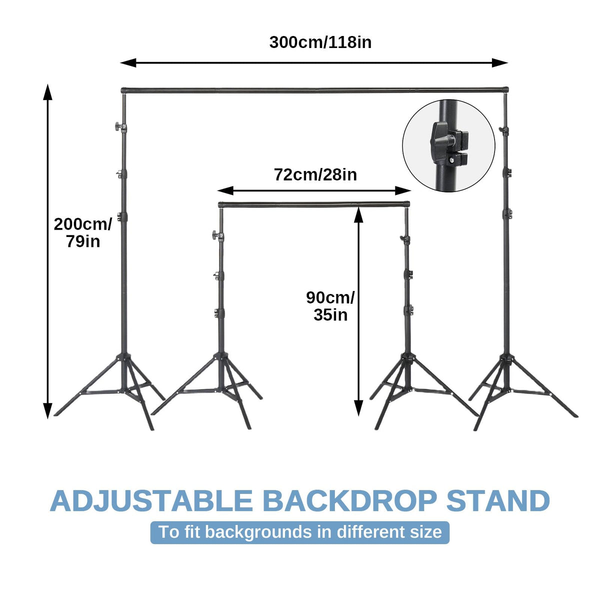 6.6 x 10FT Adjustable Backdrop Support Stand with Carrying Bag and 3 Clamps T3593