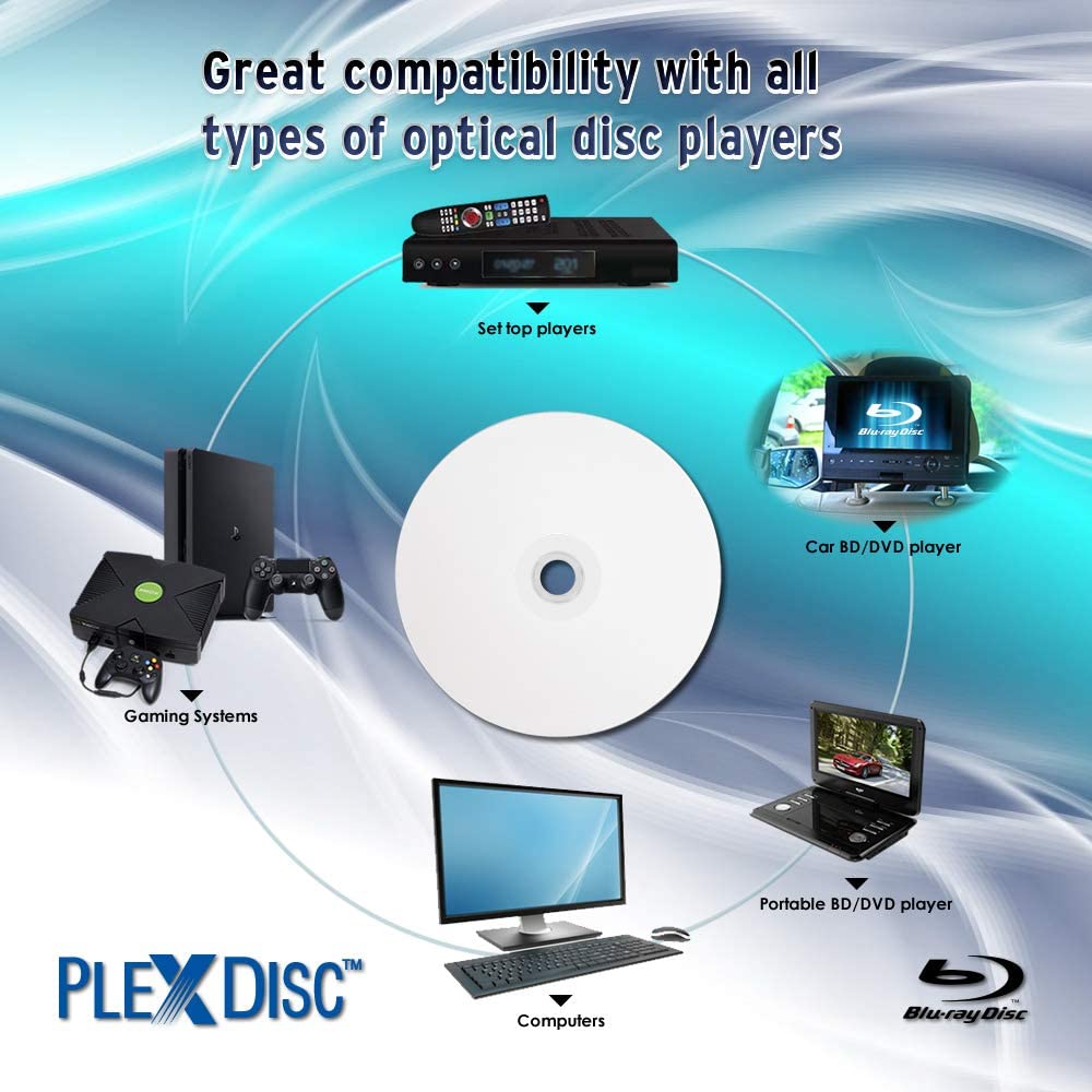50 GB 6X Blu-ray Double Layer White Inkjet Recordable Disc BD-R DL, 10-Disc Spindle N4510