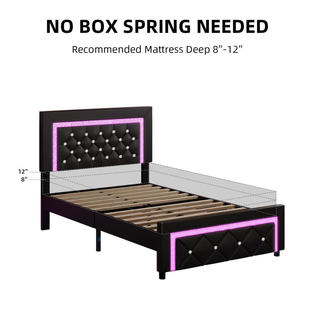 Twin Bed Frame with LED Lights R126571
