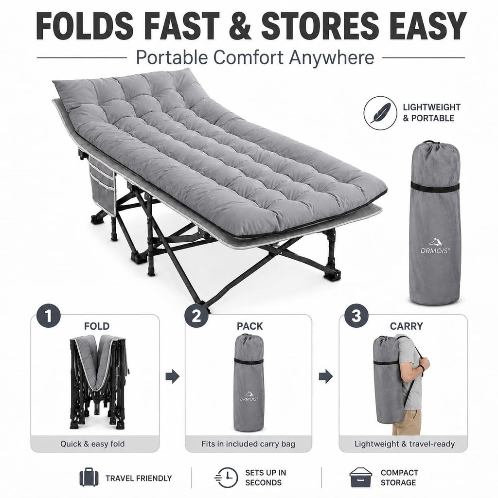 Oversized Portable Foldable Camping Cot with Sleeping Pad W68906