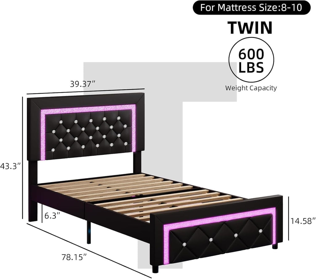 Twin Bed Frame with LED Lights R126571