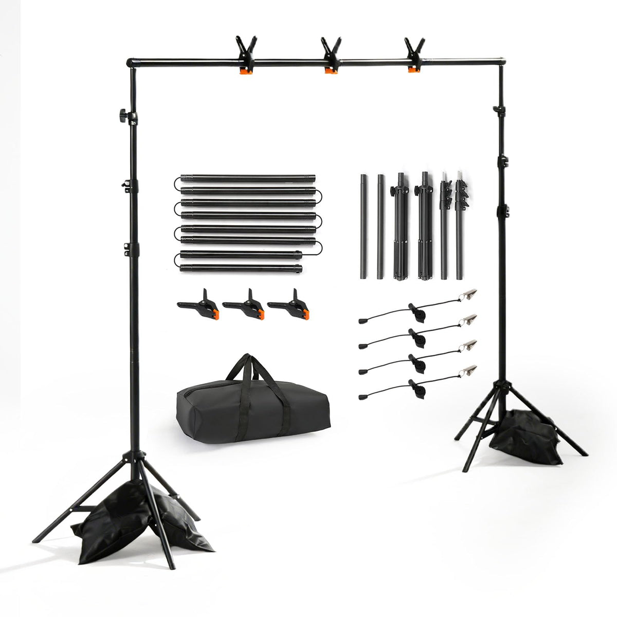 6.6 x 10FT Adjustable Backdrop Support Stand with Carrying Bag and 3 Clamps T3593