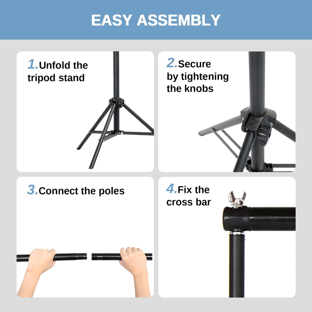 6.6 x 10FT Adjustable Backdrop Support Stand with Carrying Bag and 3 Clamps T3593