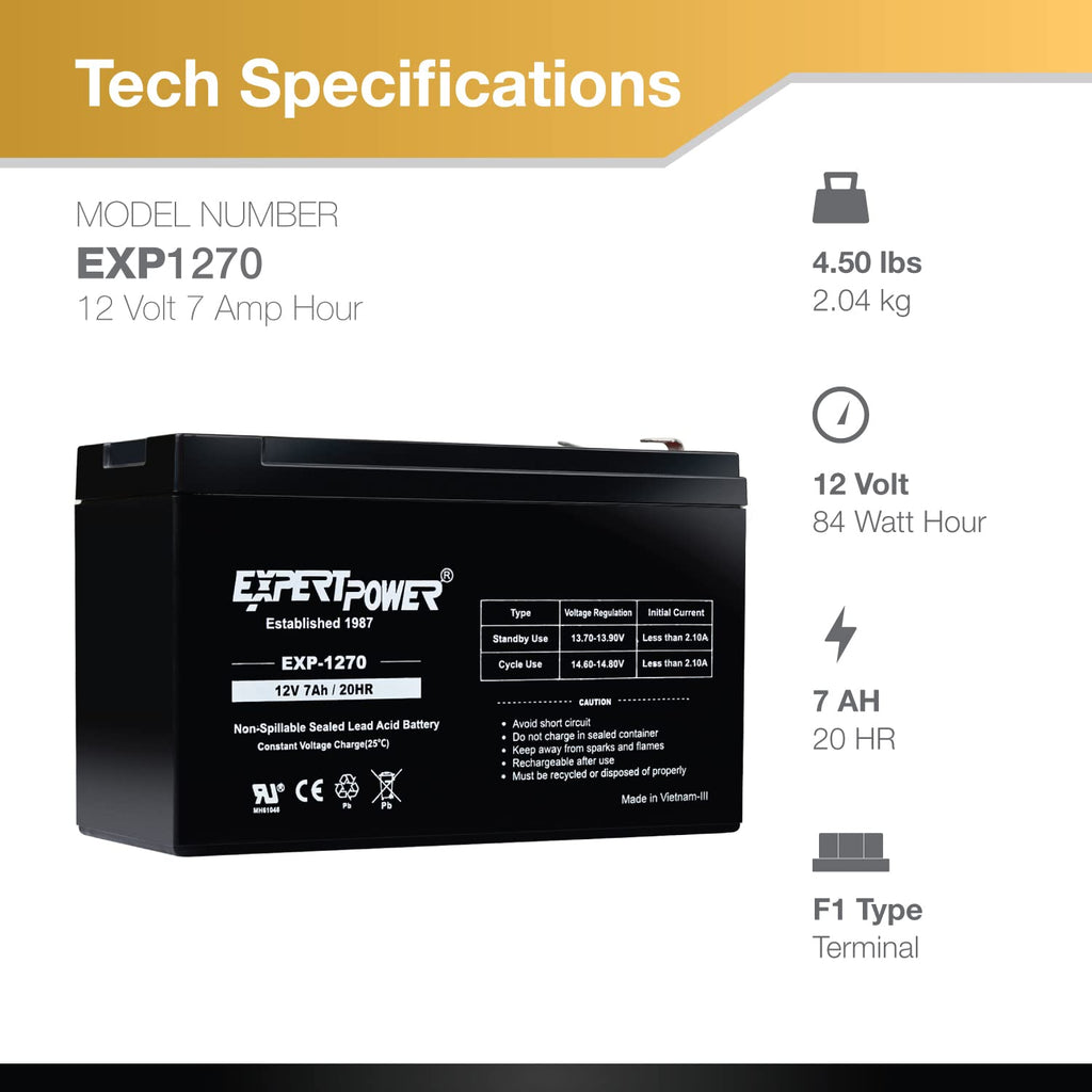 12V 7Ah Rechargeable SLA Battery with F1 Terminals R469660