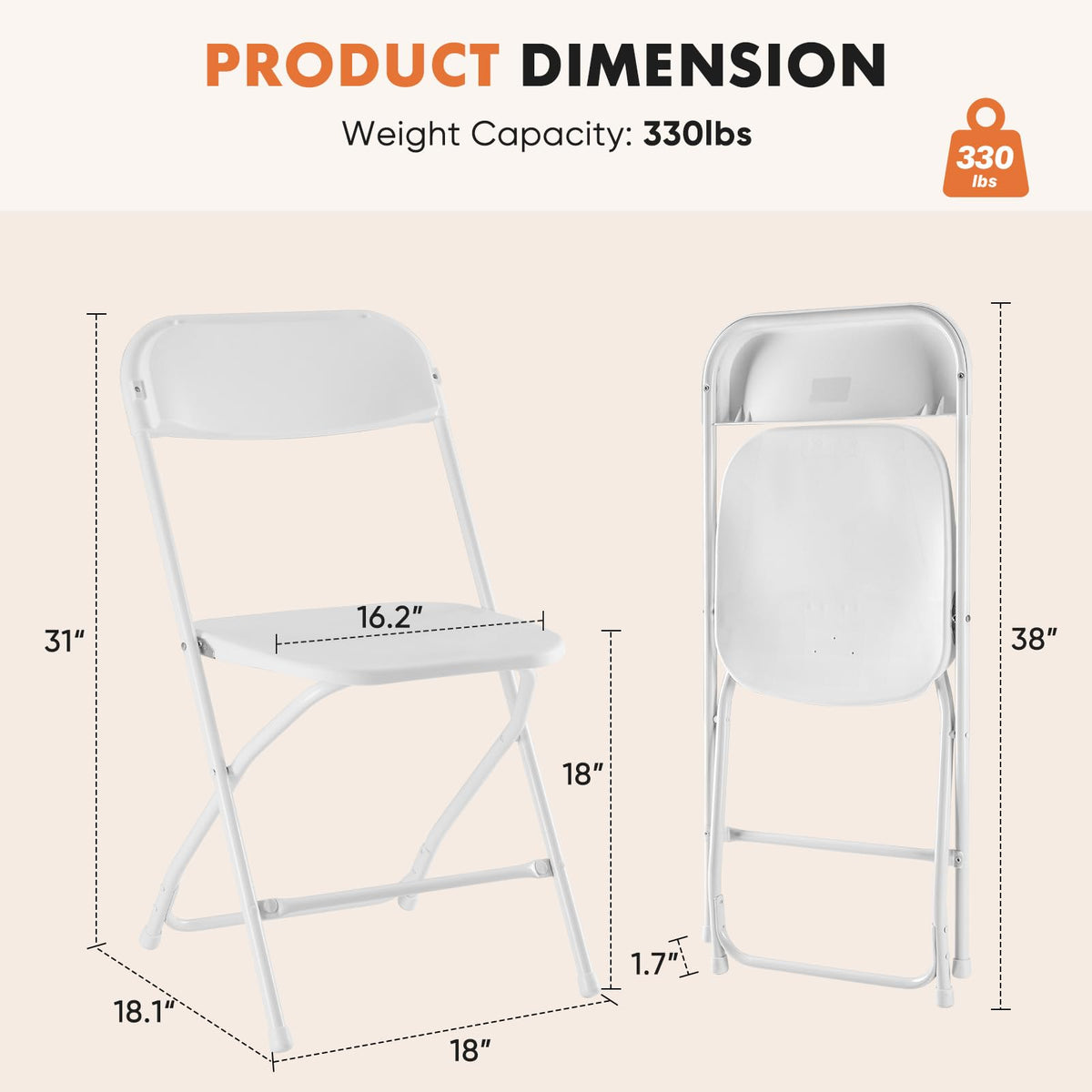 White 10 Pack Folding Chair with 330-Pound Capacity N368