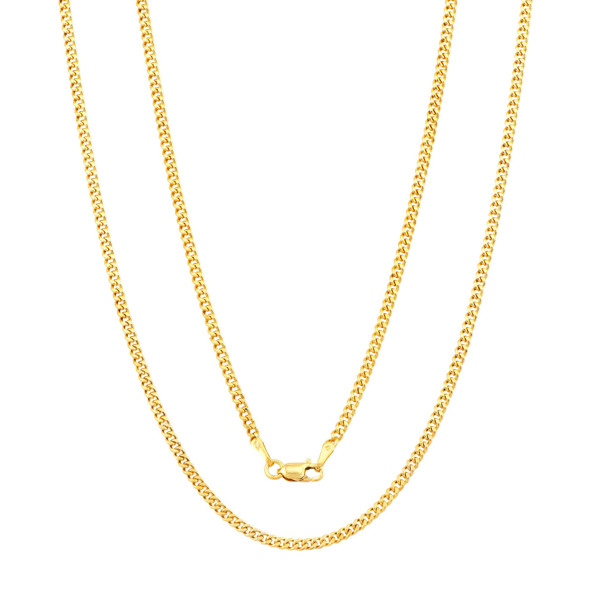14K Gold Cuban Link Chain Necklace with Lobster Clasp T3857