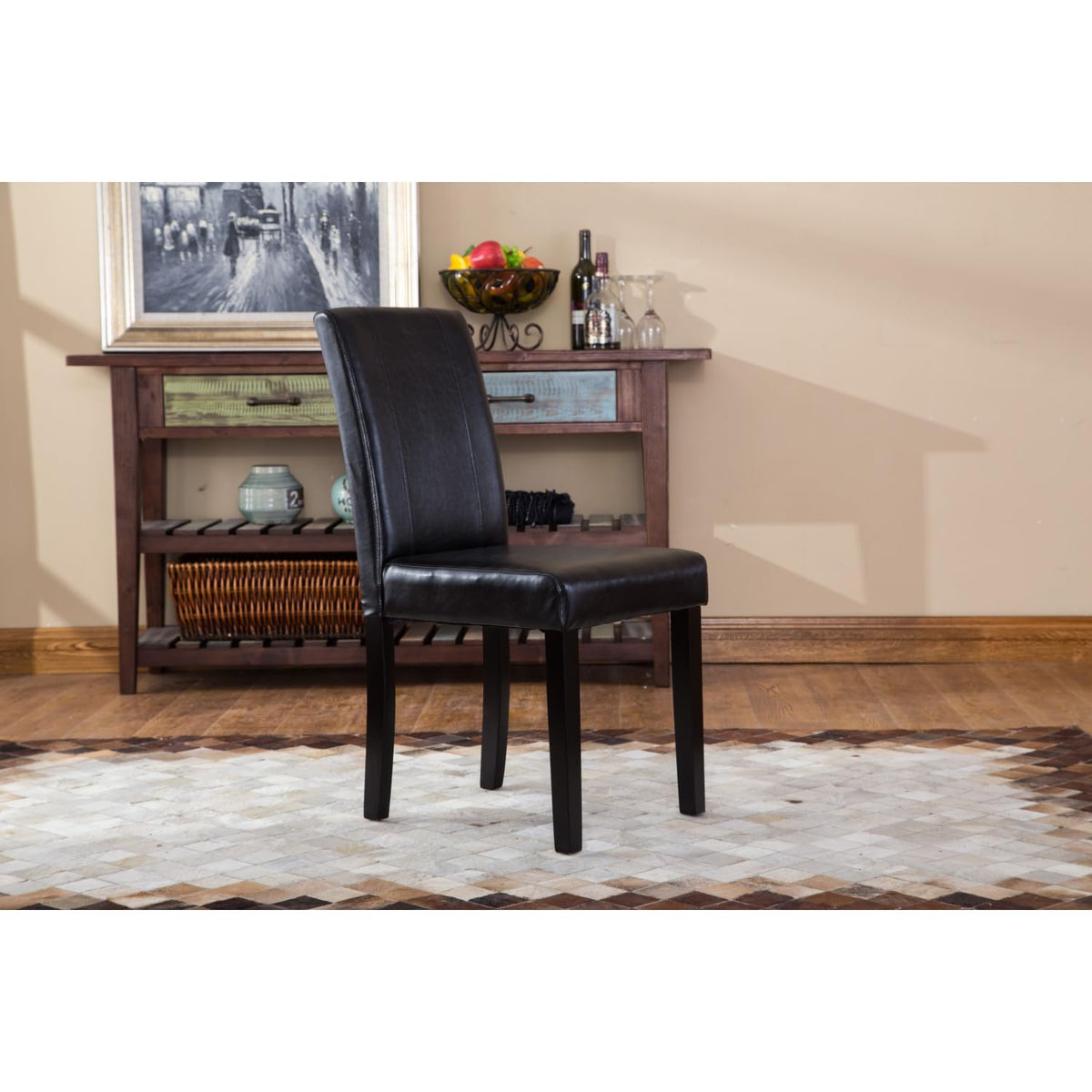 Black Faux Leather Parson Chair Set of 2 H889560