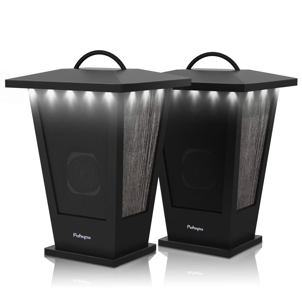 Pinao Black Waterproof Bluetooth Speakers 2 Packs 20W with LED Lights U393910