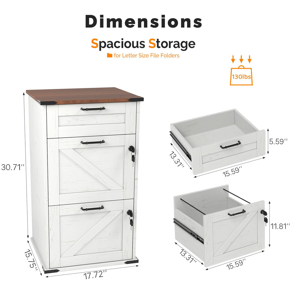 3 Drawer File Cabinet with Lock C99814