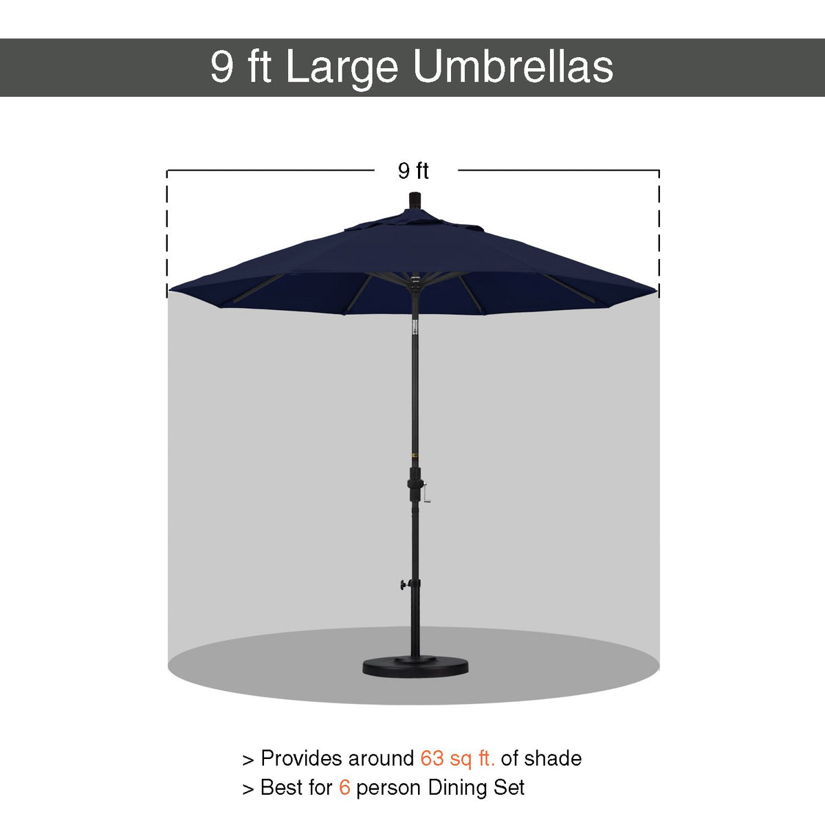 9' Round Aluminum Market Umbrella D637487