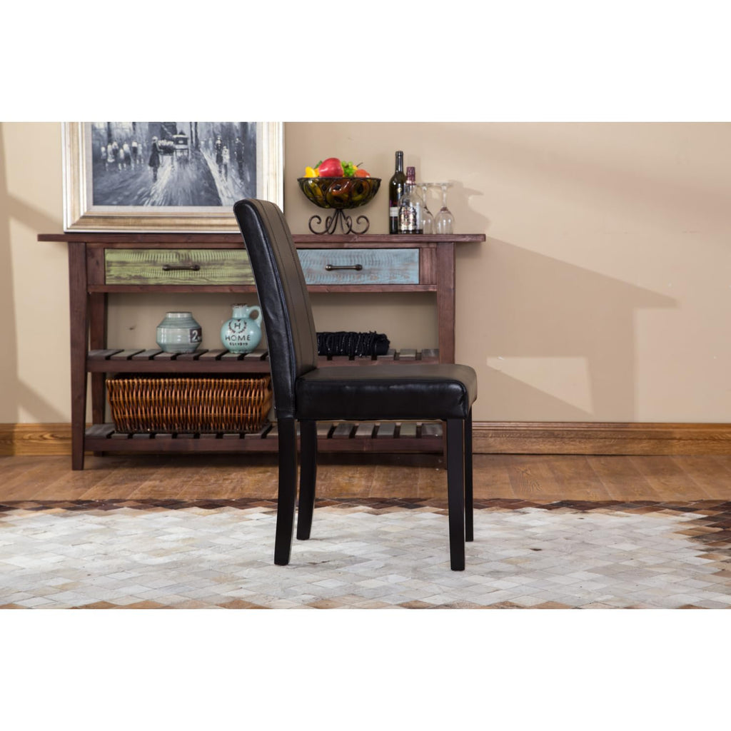 Black Faux Leather Parson Chair Set of 2 H889560