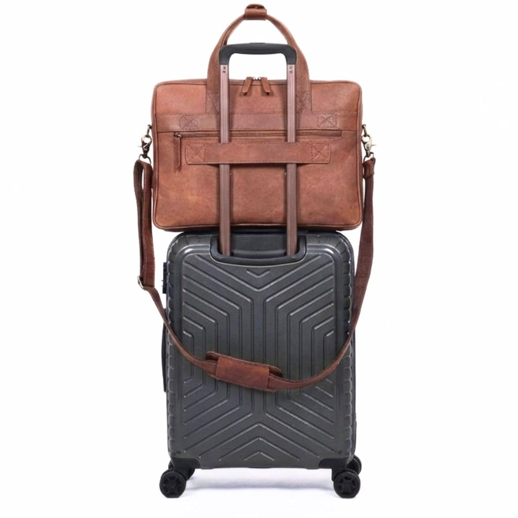 Brown 17-inch Genuine Leather Laptop Briefcase K424528