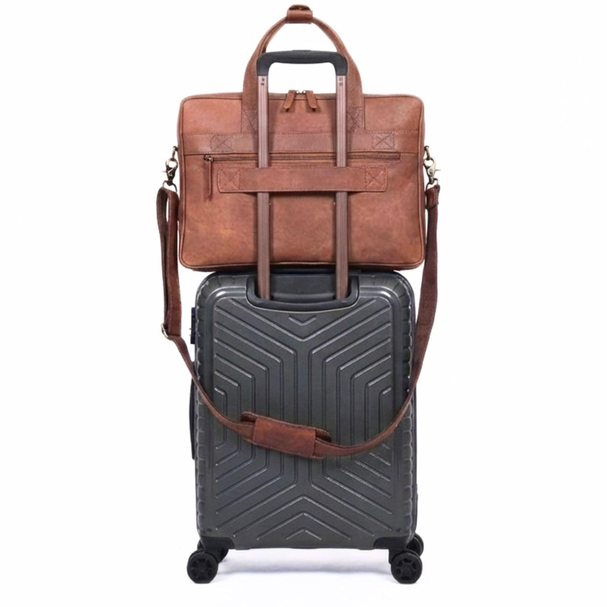 Brown 17-inch Genuine Leather Laptop Briefcase K424528