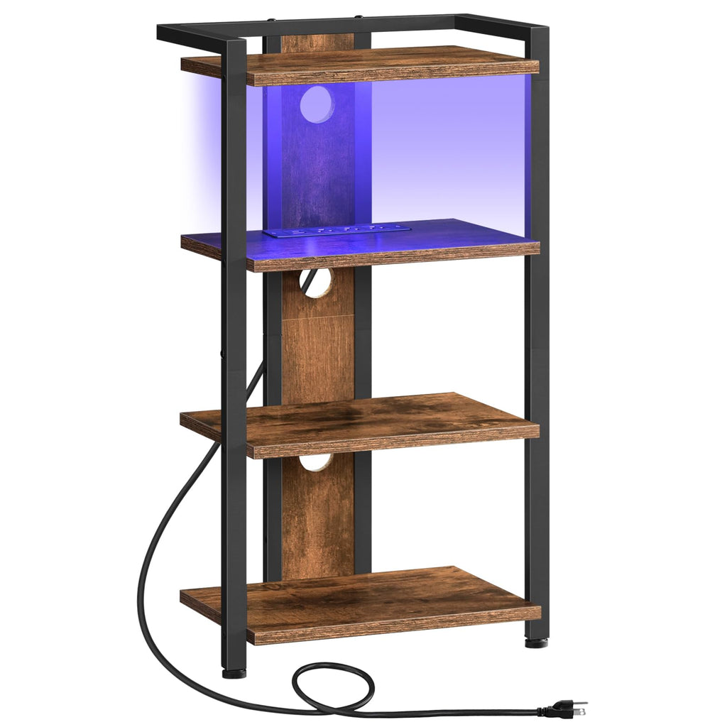 4-Tier Media Stand with Charging Station & LED Light B807