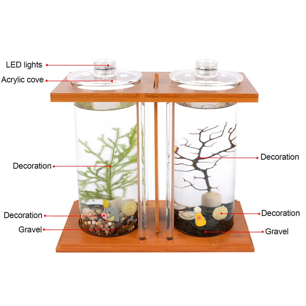 Bamboo Desktop Aquarium with LED Light W6990