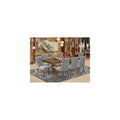 9 Piece Dining Table Set with 8 Light Gray Faux Leather Chairs T996