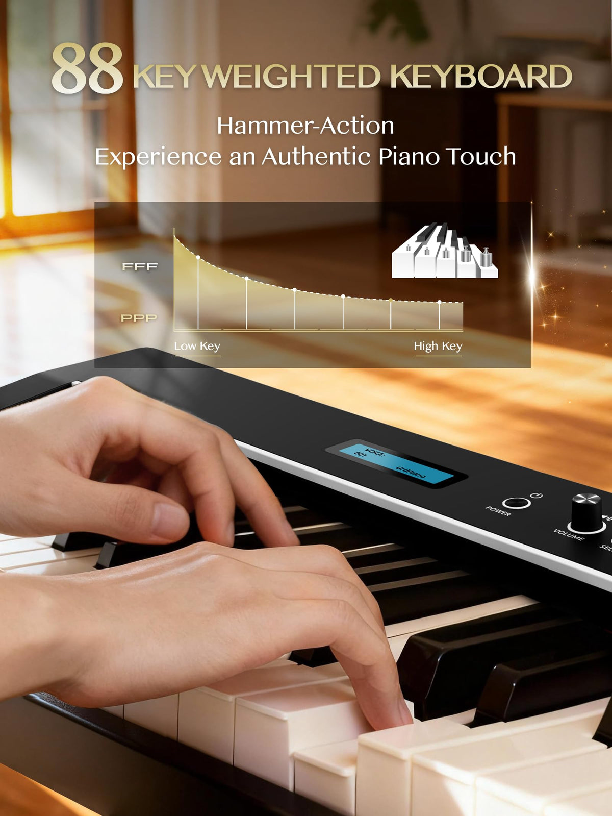 88-Key Weighted Action Digital Piano with Wooden Stand B12215