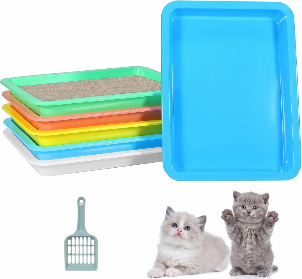 6 Pcs Low Entry Portable Litter Box with Scooper Y5370