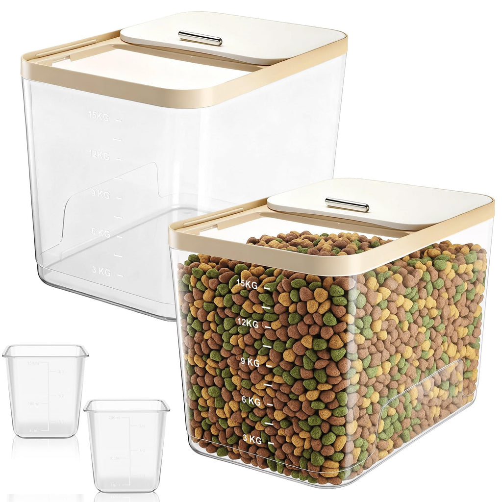 2 Pack 30 Lbs Airtight Dog Food Storage Container with Scoops Q554