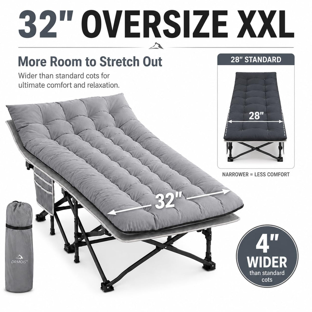 Oversized Portable Foldable Camping Cot with Sleeping Pad W68906