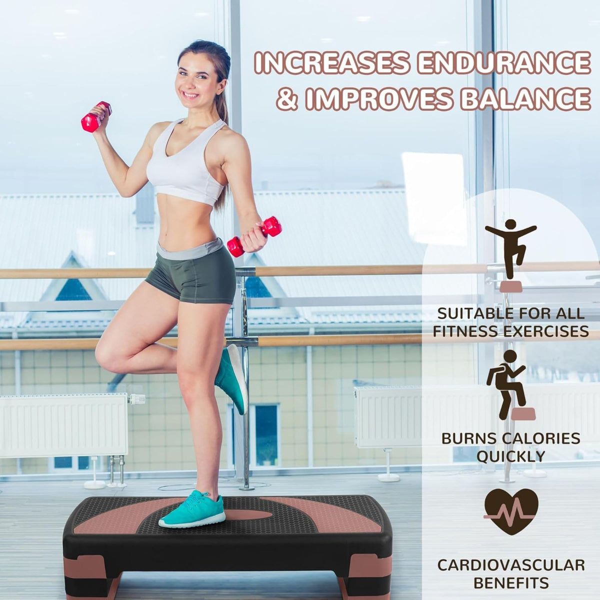 31" Adjustable Step Aerobic Platform with 4 Stackable Risers U497119