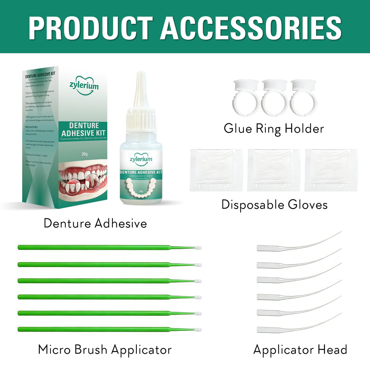 Denture Repair Kit Dental Glue 0.7OZ B880