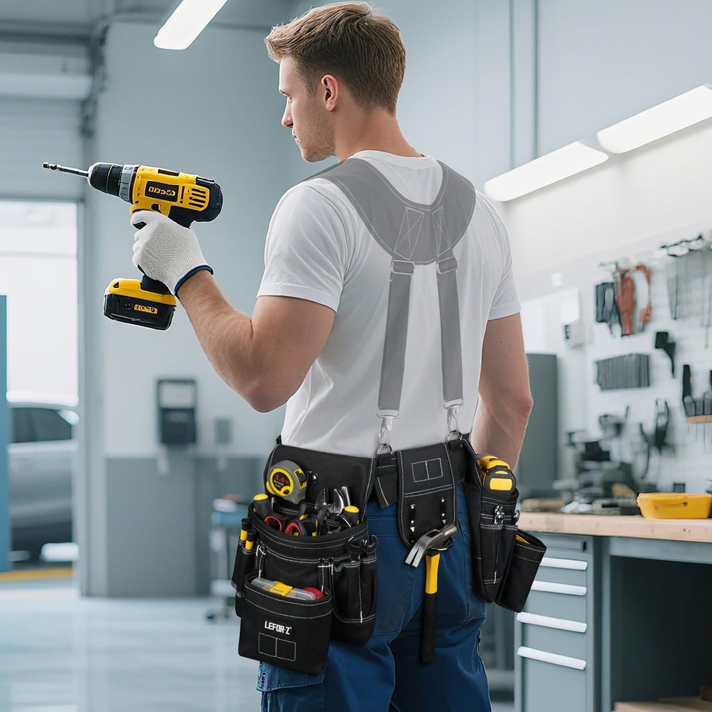 Tool Belt with 4 D-Rings, 27-Pockets D17342