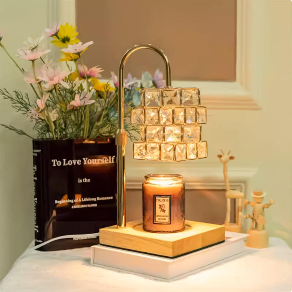 Candle Warmer Lamp with 2 Bulbs, Adjustable Dimmable Amber Glass H4604